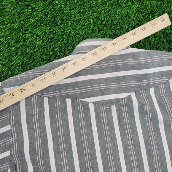 Vintage 90s Panhandle Slim Stripes Shirt M/L 22x30 Gray Pink - Picture 4 of 12